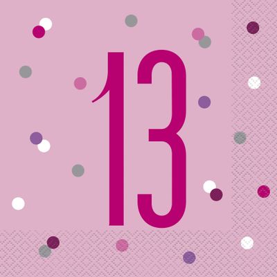 Pink and Silver 13th Birthday Napkins