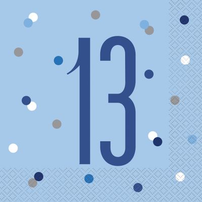 Blue and Silver 13th Birthday Napkins