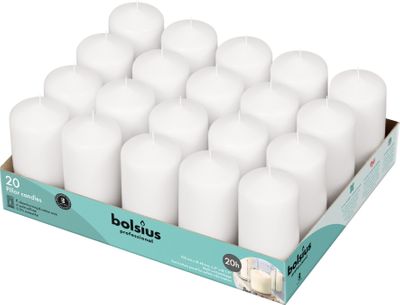  Bolsius Professional Pillar Candles 100/48mm Tray 20 - White