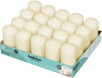  Bolsius Professional Pillar Candles 100/48mm Tray 20 - Ivory