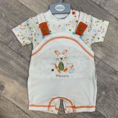 Baby 2 piece short dungaree set by Nursery Time
