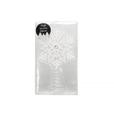 Tree Topper Snowflake 12.5cm Glitter White 