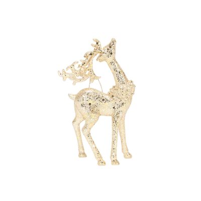 Reindeer Hanging Ornament 2 assorted Champagne Glitter 