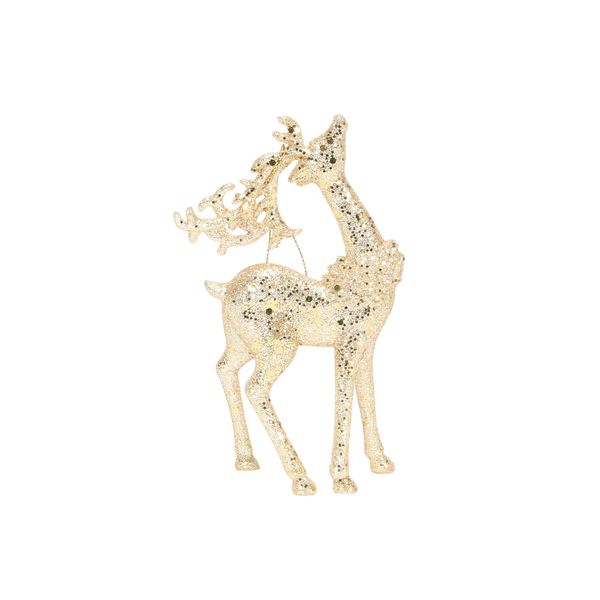 Reindeer Hanging Ornament 2 assorted Champagne Glitter 