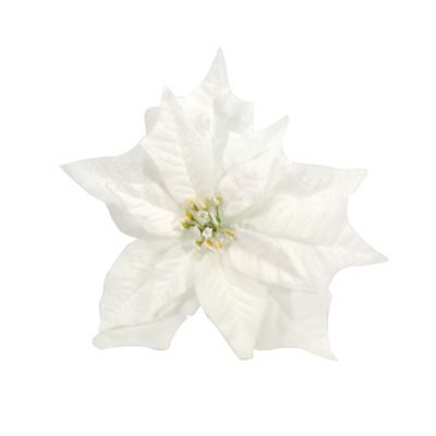 Poinsettia w/Clip 25cm - Snowy White 