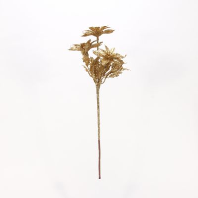 Glitter Poinsettia Spray - 36cm Gold