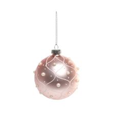 Bauble Pearl patterned Glass 8cm Pink