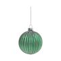 Bauble Glitter stripe Glass 8cm Green