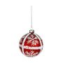 Bauble White Snowflakes Glass 8cm Red