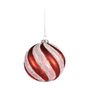 Candyland Bauble Swirl Stripe Glass White/Red 