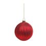 Bauble Glitter Stripes Glass 8cm Red 