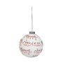 Bauble Red Merry Christmas Glass 8cm White 