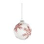 Buable Red Glitter Snowflake Ball Glass 8cm White 