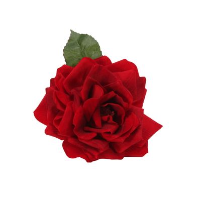 Rose Plush With Clip 18cm Red
