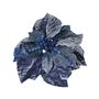 Velvet Poinsettia Flower Head W/Clip -Cobalt-10 Inch