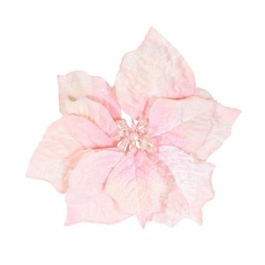 Poinsettia Velvet W/Clip Pink 25cm 