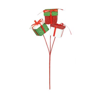  Candyland Gift Box X 3  Spray 46cm Glitter Red/Green/White