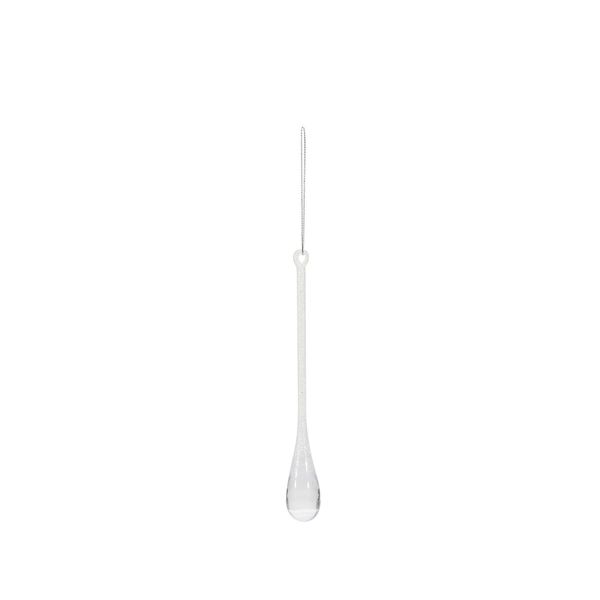 Icicle Hanging Decoration 16.5cm Clear With Glitter