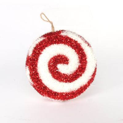 Candyland Wheel swirl Decoration 16cm  Red/White