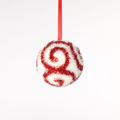 Candyland Bauble 10cm  Red / White 