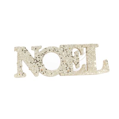 Noel Hanging decoration 25cm X 8.5cm Glitter Champagne