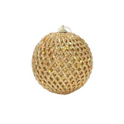 Bauble Glitter/Sequin 10cm Gold