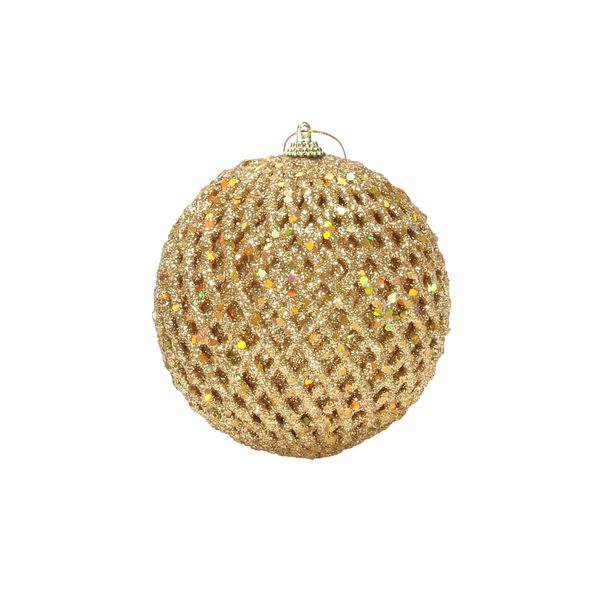 Bauble Glitter/Sequin 10cm Gold