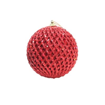 Bauble Glitter/Sequin 10cm Red