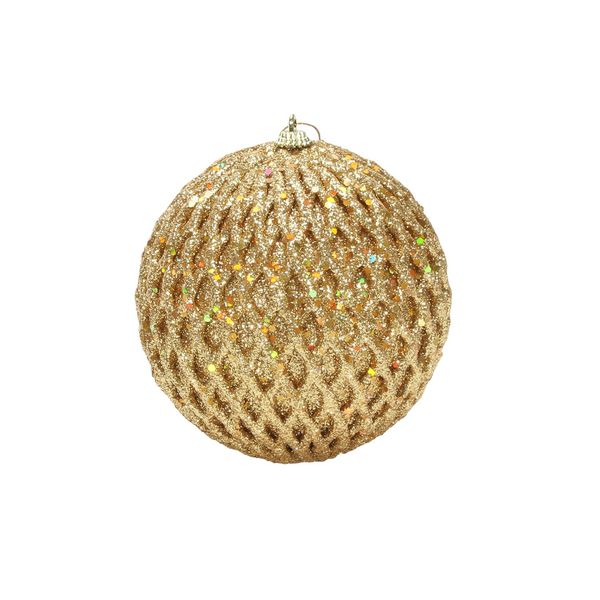 Bauble Glitter/Sequin 12cm Gold 