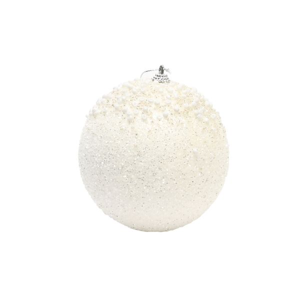Bauble Glitter & Bead snowball white