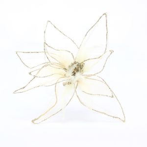 Poinsettia Organza With Clip Gold 