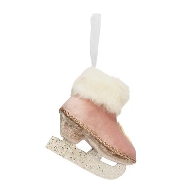 Ice Skate Hanging Decoration Velvet With Fur Top Pink 