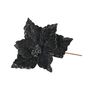 Velvet Poinsettia with Glitter edge 24cm Black