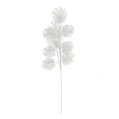 Glitter Feather Leaf Stem White
