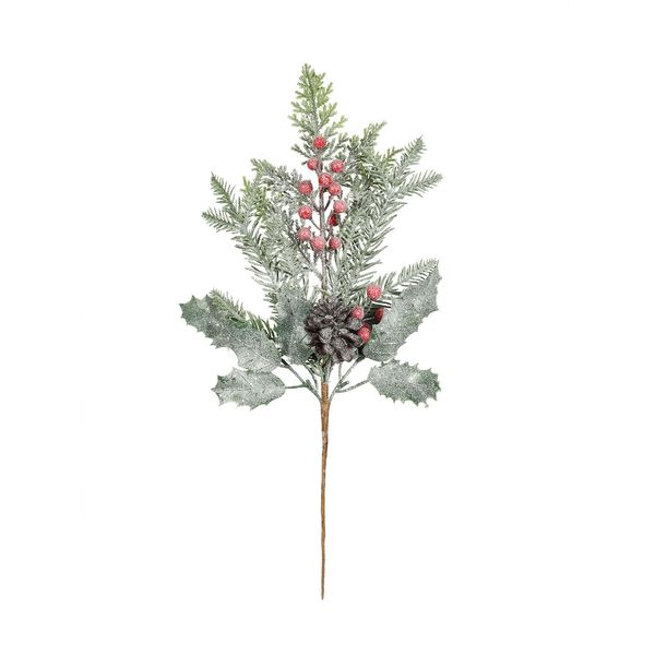 Frosted Foliage, Cone & Red Berry Pick