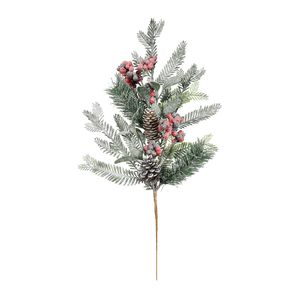 Frosted Christmas Foliage & Red Berry Pick