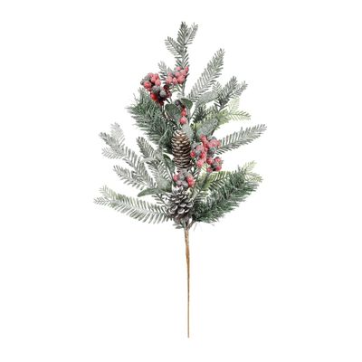 Frosted Christmas Foliage & Red Berry Pick