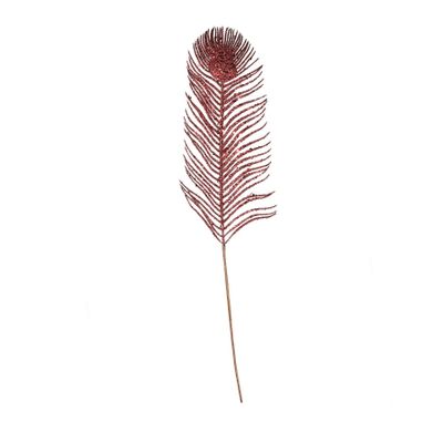 Glitter Feather Stem  Burgundy