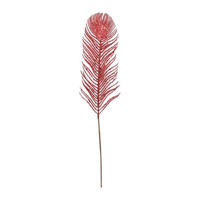 Glitter Feather Stem  Red