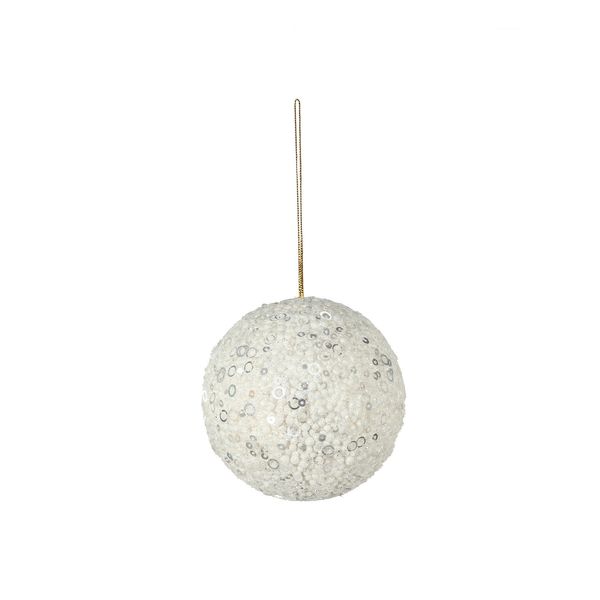 White Glitter Bauble 10cm