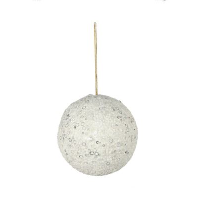 White Glitter Bauble 12cm