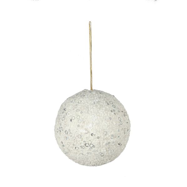 White Glitter Bauble 12cm