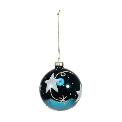 80mm Glass Star Ball Midnight Blue