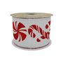 Taffeta Ribbon  with Candy Cane Print  Red/white 63mm x 10yd