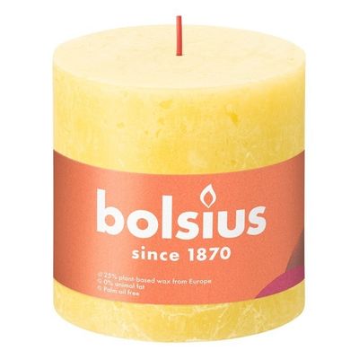Bolsius Rustic Shine Pillar Candle 100 x 100mm - Sunny Yellow
