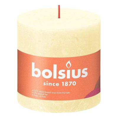 Bolsius Rustic Shine Pillar Candle 100 x 100mm - Butter Yellow