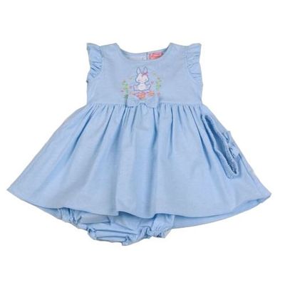 Sweet Elegance Chambray Lined Bunny Dress with Pant and Headband (1-2 Years)