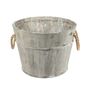 25.3cm Grey wash Barrel with Rope Handles 