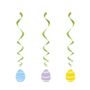 3 Colourful Easter Egg Hanging Swirl Decorations