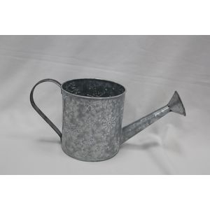 Silver zinc watering can with white snowflakes